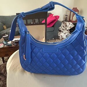 Elegant Vibrant Blue Quilted Shoulder Bag Set